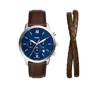 Fossil Neutra Chronograph Brown Leather Watch and Bracelet Box Set, One Colour, Men One Colour