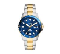 Fossil Men's 42mm Blue Quartz Stainless Steel, Gold/Silver/Blue Dive-Inspired Three-Hand Watch, FS6034