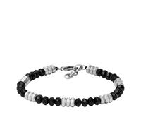 Fossil Men's All Stacked Up Black Agate Beaded Bracelet, JF04602040