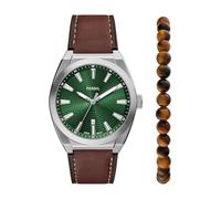 FOSSIL Men's Analog Quartz Watch with Leather Strap FS6080SET
