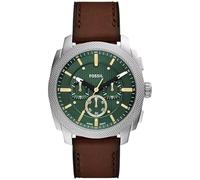 Fossil FS6100 Machine Chronograph Stainless Steel Green Dial Brown Leather - W10399