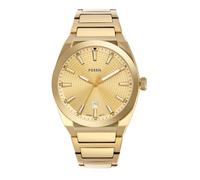 FOSSIL Everett Watch for Men, Quartz Movement with Stainless Steel or Leather Strap,Gold Tone,42 mm