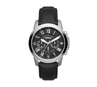 Fossil Watch for Men Grant, Quartz Chronograph Movement, 44 mm Silver Stainless Steel Case with a Genuine Leather Strap, FS4812