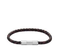 Fossil Men's Black & Burgundy Braided Leather Bracelet
