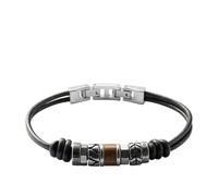 Fossil Men's Black Leather & Steel Rondell Bracelet
