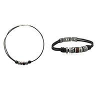 Fossil Men's Black Rondell Necklace JF84068040+Fossil Men's Rondell Bracelet JF84196040