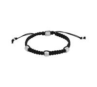 Fossil Men's Bracelet, Stainless Steel and Leather Bracelet with sliding closure