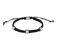 Fossil Men's Bracelet, Stainless Steel and Leather Bracelet with sliding closure