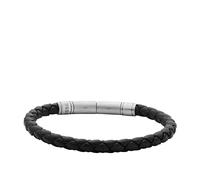 Fossil Men's Casual Stainless Steel and Genuine Leather Bracelet for Men, One Size, Leather, no gemstone