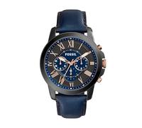 Fossil Watch for Men Grant, Quartz Chronograph Movement, 44 mm Smoke Stainless Steel Case with a Genuine Leather Strap, FS5061