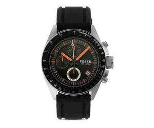 Fossil Men's Chronograph Quartz Watch with Silicone Strap CH2647,Black/Black