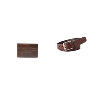 FOSSIL Men's Derrick Brown Leather Wallet and Joe Belt, Set