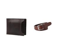 FOSSIL Men's Derrick Brown Leather Wallet and Joe Belt, Set