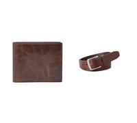 FOSSIL Men's Derrick Brown Leather Wallet and Joe Belt, Set