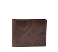 Fossil Men's Derrick RFID-Blocking Leather Bifold Wallet with Flip ID Window, Dark Brown, One Size