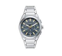 Fossil Mens Everett Chronograph Stainless Steel Watch, FS6154, Silver, Men Ilver