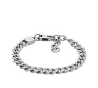 Fossil Jewellery Fossil Harlow Linear Texture Stainless Steel Chain Bracelet 1cm, 16.5cm