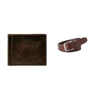 FOSSIL Men's Ingram Brown Leather Wallet and Joe Belt, Set