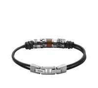 Fossil Men's Leather and Beaded Bracelet Color: Black (Model: JF84196040)
