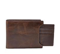 Fossil Men's Leather Bifold Sliding 2-in-1 with Removable Card Case Wallet, Derrick Dark Brown, One size