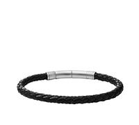 Fossil Men's Leather Braided Leather Bracelet Color: Black/Silver (Model: JF00510797)