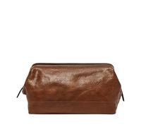 Fossil Men's Leather Travel Toiletry Bag Shave Dopp Kit, Cognac, One Size