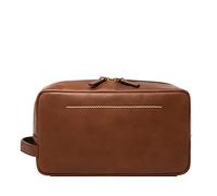 Fossil Men's Leather Travel Toiletry Bag Shave Dopp Kit, Westover Brown, One Size