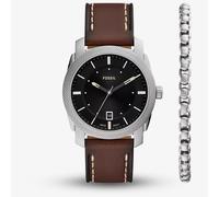 Fossil Mens Machine Brown Leather Strap & Stainless Steel Bracelet Set FS6081SET