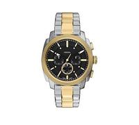 Fossil Mens Machine Chronograph Two-Tone Stainless Steel Watch, FS6159, Multi, Men Print