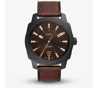 Fossil Mens Machine Dark Brown Leather Strap Watch FS5972