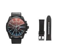 Fossil Men's Mega Chief Watch and Replaceable Strap, Black Leather, Set