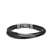 Fossil Men's Plated Stainless Steel Engravable Personalized Gift ID Bracelet, Inner Length 180mm + 15mm Extender, Non-Precious Metal