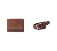 FOSSIL Men's Quinn Brown Leather Wallet and Joe Belt, Set