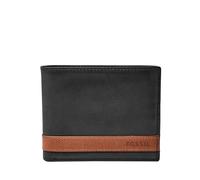 Fossil Men's Quinn Leather Bifold Wallet, Black Flip Id, One size