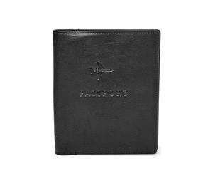 Fossil Men's RFID-Blocking Leather Passport Case Wallet, Passport - Black, One size