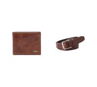 FOSSIL Men's Ryan Brown Leather Wallet and Joe Belt, Set