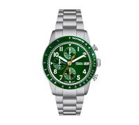 Fossil Men's Sport Tourer Quartz Stainless Steel Chronograph Watch Color: Silver/Green (Model: FS6048)