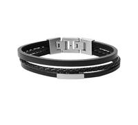 Fossil Bracelet for Men Vintage Casual, Length: 180mm - 195mm black Leather Bracelet, JF03322040