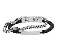 Fossil Bracelet for Men Vintage Casual, Inner Length: 180mm - 195mm Silver Stainless Steel Bracelet, JF03325040
