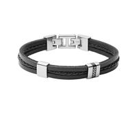 Fossil Essentials Men's Black Leather Multi-Strand Bracelet