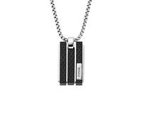 Fossil Men's Textured Plaque Stainless Steel Pendant Necklace, JF04412040