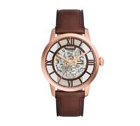 Fossil Men's Townsman Automatic Stainless Steel and Leather Three-Hand Skeleton Watch Color: Rose Gold/Chocolate (Model: ME3259)