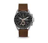 Fossil Watch for Men Decker, Quartz Chronograph Movement, 44 mm Silver / Steel Stainless Steel Case with a Leather Strap, CH2885