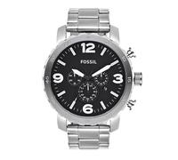 FOSSIL Nate Men's Quartz Watch with Black Dial and Silver Stainless Steel Bracelet JR1353