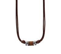 Fossil Men's Brown Leather Rondell Bead Necklace