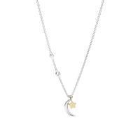 Fossil Necklace for Women , Total Length: 420mm + 50mm 2-Tone, Gold, Silver CZ, Sterling Silver Necklace, JFS00432998