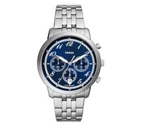 FOSSIL Neutra Watch for Men, Chronograph movement with Stainless steel or Leather strap, Silver tone and blue, 44 mm