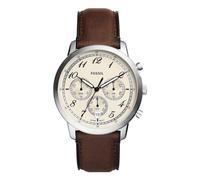 FOSSIL Neutra Watch for Men, Chronograph movement with Stainless steel or Leather strap, Brown and cream, 44 mm