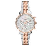 Fossil Neutra Watch for Women, Chronograph Movement with Stainless Steel or Leather Strap, Silver and Rose Gold Tone