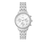 Fossil Neutra Watch for Women, Chronograph movement with Stainless steel or Leather Strap, Silver tone and white